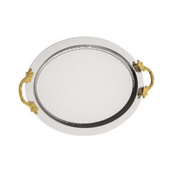 Osena Damla Pewter Metal Oval Silver Tray Turkey Made 50X33CM - 95-324-K-6-11