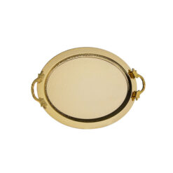 Osena Damla Pewter Metal Oval Golden Tray Turkey Made 43x28CM - 95-324-K4-18
