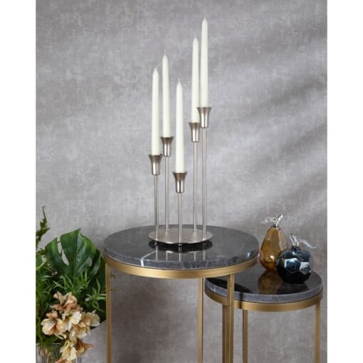 Osena Tifany Silver Modern Decor Candle Holders 5 Arms Metal Tall Candlestick Luxury Decor 96-330-5-K-22