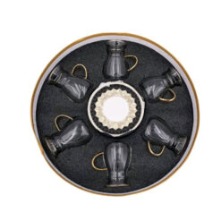 Angela Glass Tea Cup With Ceramic Saucer Set Of 6 - Mg247