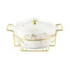 Brilliant Round Casserole Serving Dish Food Warmer With Tea Light Candle Stand 12 Inch - Br4016