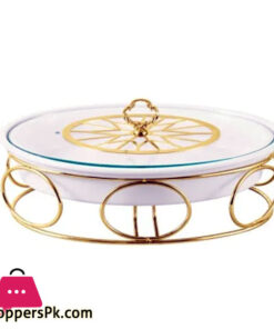 Brilliant Oval Casserole Serving Dish Food Warmer With Tea Light Candle Stand 16 Inch - BR04005