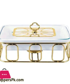 Brilliant Rectangle Casserole Serving Dish Food Warmer With Tea Light Candle Stand 12 Inch - BR04001