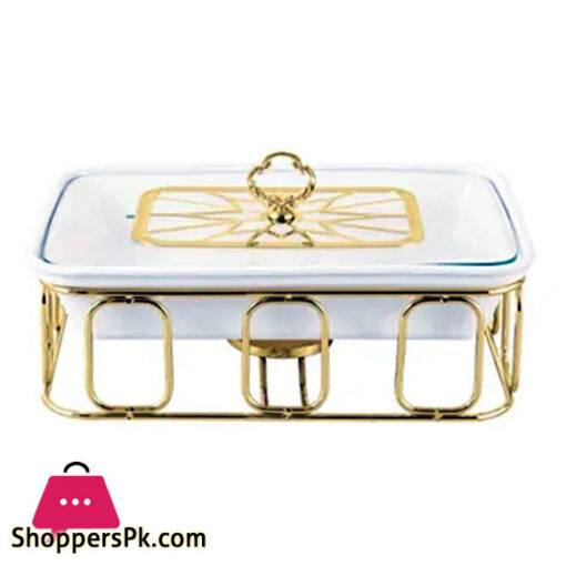 Brilliant Rectangle Casserole Serving Dish Food Warmer With Tea Light Candle Stand 12 Inch - BR04001