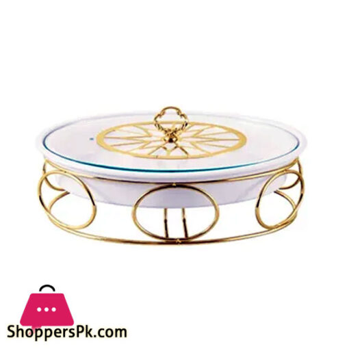 Brilliant Oval Casserole Serving Dish Food Warmer With Tea Light Candle Stand 12 Inch - BR04004