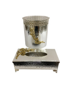 Orchid Silver Plated Fancy Dustbin & Tissue Box Set - CD6215