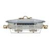 Orchid Silver Plated Brass Collection Oval Casserole With Glass Serving Dish Food Warmer With Tea Light Candle Stand - Cd6273
