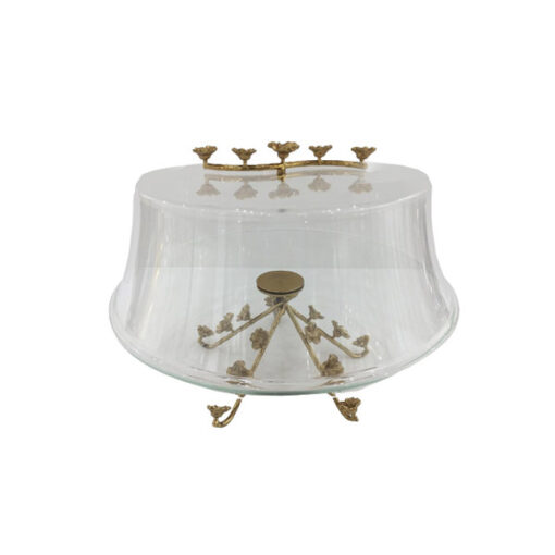 Orchid Round Glass Cake Stand with Acrylic Dome CD6498