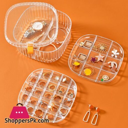 Clear Acrylic Jewelry Organizer Clear Earing Organizer With Lid 3 Layer Lattices Be Of Different Sizes Perfect For Rings Ear