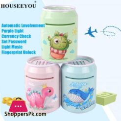 Intelligent Fingerprint ATM Unlock Bank Cartoon Password Coin Saving Smart Portable Music Automatic Roll Money Box