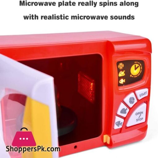 FUN LITTLE TOYS Kids Kitchen Play Set Pretend Play Set with Toy Microwave for Kids Play Food Dishes and Accessories