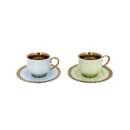 ANGELA Greeno Ceramic Tea Cup and Saucer Set of 6 - MG209
