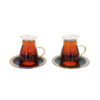 ANGELA Glass Tea Cup with Ceramic Saucer Set of 6 - MG223