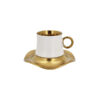 Angela Neva Gold White Ceramic Tea Cup And Saucer Set Of 6 - Mg278
