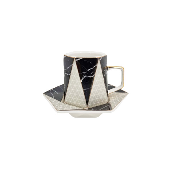 Angela Nero Ceramic Tea Cup And Saucer Set Of 6 - Mg334 3 Angela Nero Ceramic Tea Cup And Saucer Set Of 6 - Mg334