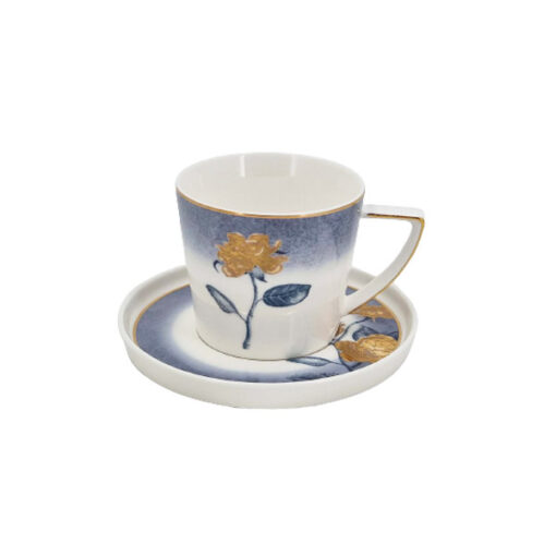 ANGELA Turkish Flower Ceramic Tea Cup and Saucer Set of 6 - MK110