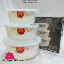 3 Pcs Set Of Marble Bowls With Plastic Lid Heat Resistant Bowls