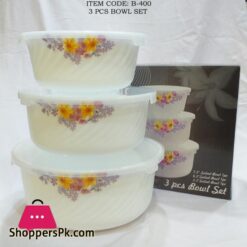3 Pcs Set Of Marble Bowls With Plastic Lid Heat Resistant Bowls