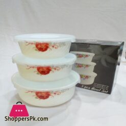 3 Pcs Set Of Marble Bowls With Plastic Lid Heat Resistant Bowls