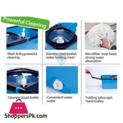 Microfiber Big Spin Mop With Stainless Steel Basket Wheels Mop Heads Sports Car Mop