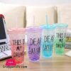 New Ice Cup Acrylic Frosty Mason Jar Freezing Gel Ice Cup with Straw and Lid for Juice Soft Drinks Water 450 ml Best GIFT