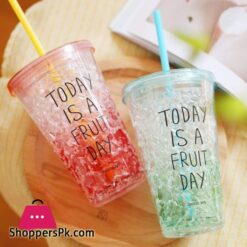 New Ice Cup Acrylic Frosty Mason Jar Freezing Gel Ice Cup With Straw And Lid For Juice Soft Drinks Water 450 Ml Best Gift