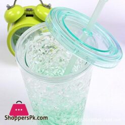 New Ice Cup Acrylic Frosty Mason Jar Freezing Gel Ice Cup With Straw And Lid For Juice Soft Drinks Water 450 Ml Best Gift