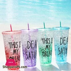 New Ice Cup Acrylic Frosty Mason Jar Freezing Gel Ice Cup With Straw And Lid For Juice Soft Drinks Water 450 Ml Best Gift