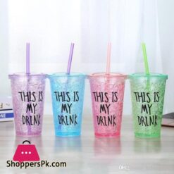 New Ice Cup Acrylic Frosty Mason Jar Freezing Gel Ice Cup With Straw And Lid For Juice Soft Drinks Water 450 Ml Best Gift