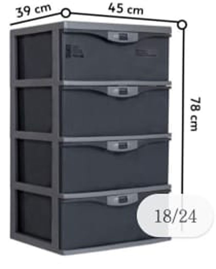 Paragon Drawer Multi-Purpose 4 Drawer 39 X 45 X 78 Cm