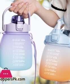 Plastic Water Bottle13L With Time Marker Strap Straw Leak Proof Cup Portable Fitness Gym Camping Outdoor Sports Bottle BPA Free