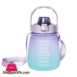 Plastic Water Bottle13L With Time Marker Strap Straw Leak Proof Cup Portable Fitness Gym Camping Outdoor Sports Bottle Bpa Free