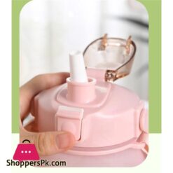 Plastic Water Bottle13L With Time Marker Strap Straw Leak Proof Cup Portable Fitness Gym Camping Outdoor Sports Bottle Bpa Free