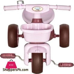 Qaba Tricycle 3 Wheeler Ride On Toy With 2 Storage Baskets On Front Back Non Slip Handlebar Pink