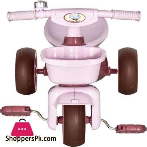 Qaba Tricycle 3 Wheeler Ride on Toy with 2 Storage Baskets on Front Back Non Slip Handlebar Pink