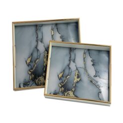 Angela Wooden Rectangle Serving Tray Set 2 Pieces - RY09