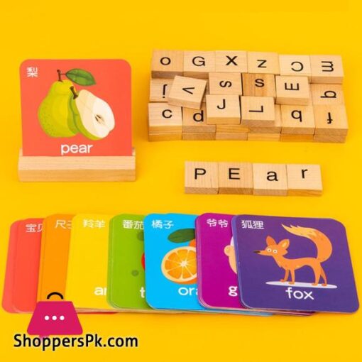 See Spell Learning Toy Wooden Alphabet Words Cards Matching Puzzles EducationPuzzles