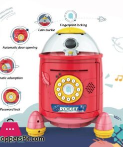 Space Rocket Electronic Piggy Bank Toy Savings Money Saving Box Moneybox Automatic Roll Money Fingerprint Password Insurance