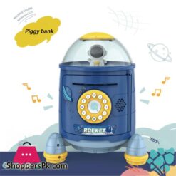 Space Rocket Electronic Piggy Bank Toy Savings Money Saving Box Moneybox Automatic Roll Money Fingerprint Password Insurance