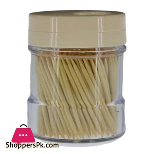 WOODEN 100PCS TOOTH PICKS WITH ACRYLIC PLASTIC JAR