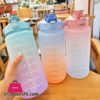 Water Bottle 2 Liter Large Capacity Free Motivational With Time Marker Fitness Workout Plastic Cups Outdoor Gym Drinking