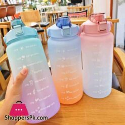 Water Bottle 2 Liter Large Capacity Free Motivational With Time Marker Fitness Workout Plastic Cups Outdoor Gym Drinking