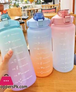 Water Bottle 2 Liter Large Capacity Free Motivational With Time Marker Fitness Workout Plastic Cups Outdoor Gym Drinking