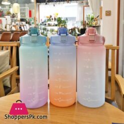 Water Bottle 2 Liter Large Capacity Free Motivational With Time Marker Fitness Workout Plastic Cups Outdoor Gym Drinking