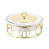Brilliant Round Casserole Serving Dish Food Warmer With Tea Light Candle Stand 12 Inch - Br04006