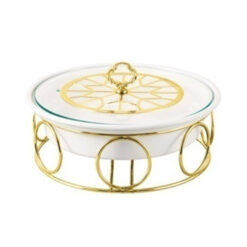 Brilliant Round Casserole Serving Dish Food Warmer With Tea Light Candle Stand 12 Inch - BR04006