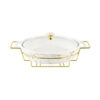 Brilliant Oval Casserole Serving Dish Food Warmer With Tea Light Candle Stand 17- Inch - Br04015