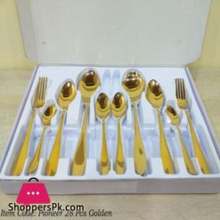 29 Pcs Stainless Steel Golden Cutlery Set Printed Box Stylish Durable New Design