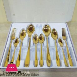 29 Pcs Stainless Steel Golden Cutlery Set Printed Box Stylish Durable New Design