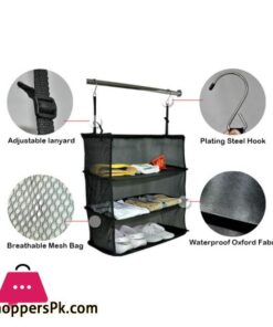 K Star Storage Bag Hook Hanging Organizer 3 Layers Portable Wardrobe Clothes Rack Shelves Travel Suitcase Blackstorage Bags